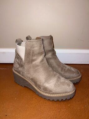 Dolce Vita Taupe Suede Chelsea Wedge Booties